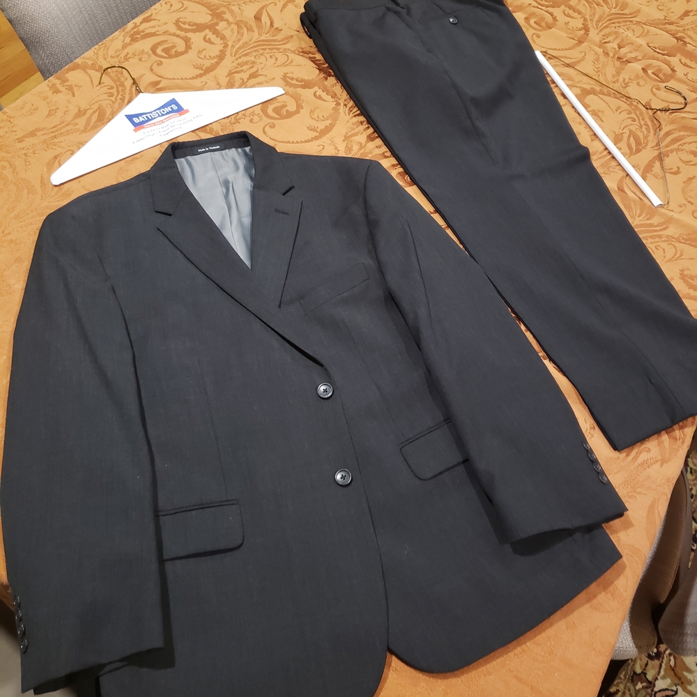 46S Pronto Uomo Wool Suit for Men Dark Grey Excellent!